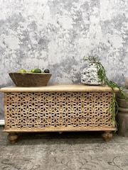Kirei Home Natural Hand Carved Mango Wood Storage Box - Image 1 of 5