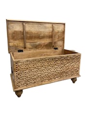 Kirei Home Natural Hand Carved Mango Wood Storage Box - Image 5 of 5