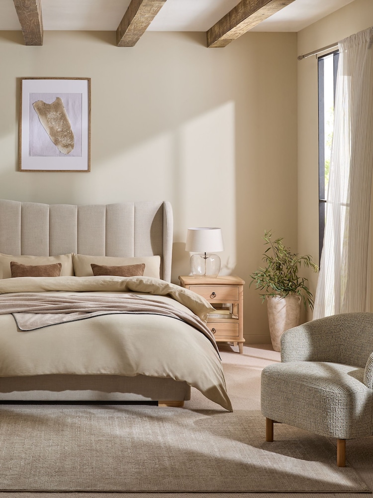 Tweedy Plain Light Natural Grace Upholstered Bed Frame - Image 1 of 8