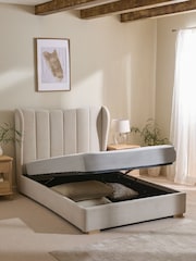 Tweedy Plain Light Natural Grace Upholstered Bed Frame - Image 3 of 8