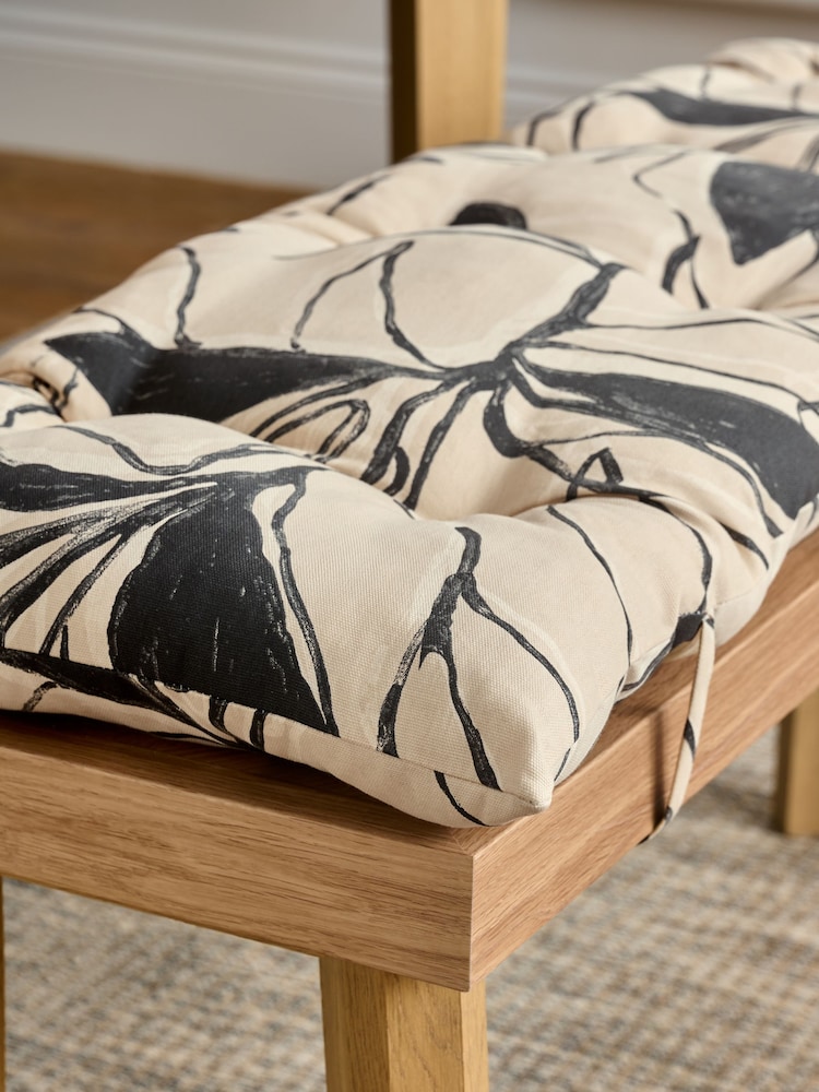 Black Large Floral Bench Cushion - Image 4 of 4