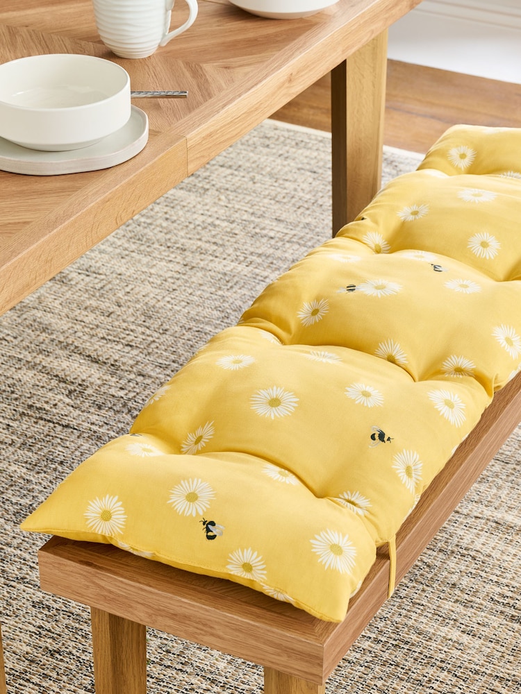 Yellow Daisy and Bee Bench Cushion - Image 1 of 4