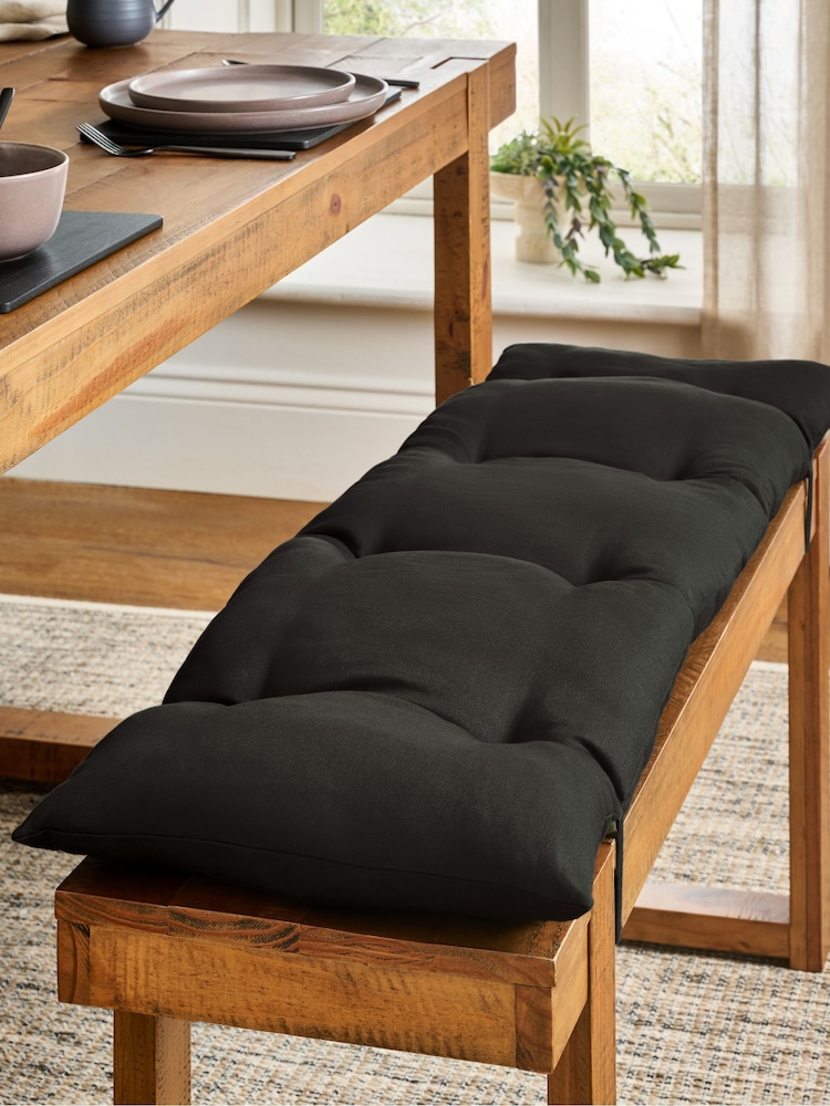 Black Cotton Bench Cushion - Image 1 of 4