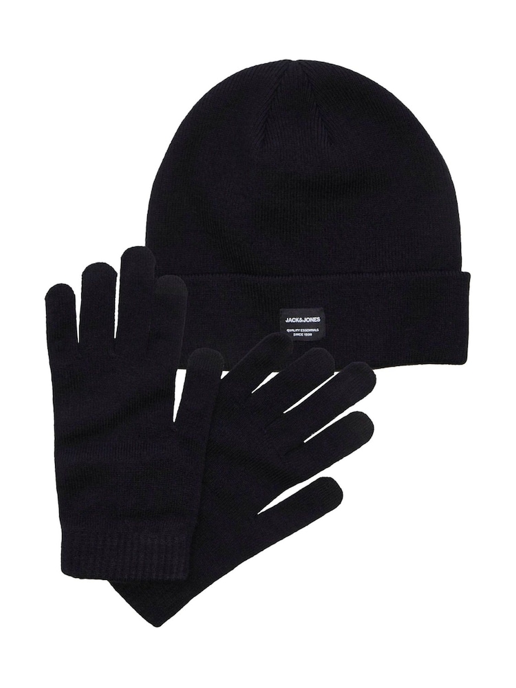 Черная шапка и перчатки JACK & JONES JUNIOR - Изображение 1 из 4