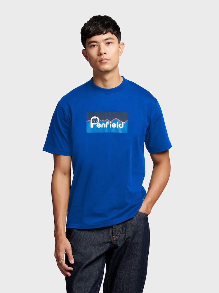 Penfield Blue Mens Relaxed Fit Large Original Logo 100% Cotton T-Shirt - Image 1 of 5