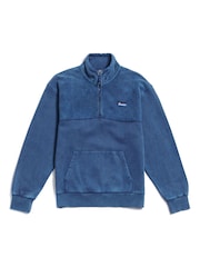 Penfield Blue Mens Washed Panelled Funnel Neck Sweatshirt - Image 1 of 4