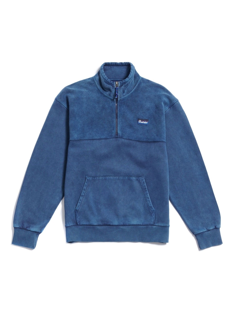 Penfield Blue Mens Washed Panelled Funnel Neck Sweatshirt - Image 1 of 4