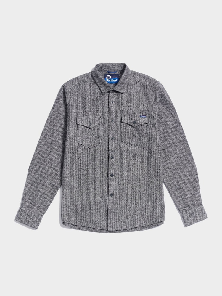 Penfield Grey Mens 100% Cotton Brushed Textured Overshirt - Image 1 of 5