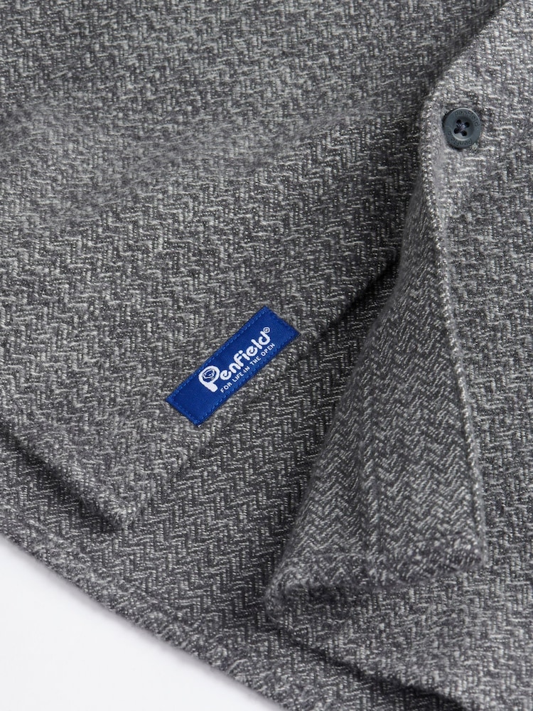 Penfield Grey Mens 100% Cotton Brushed Textured Overshirt - Image 2 of 5
