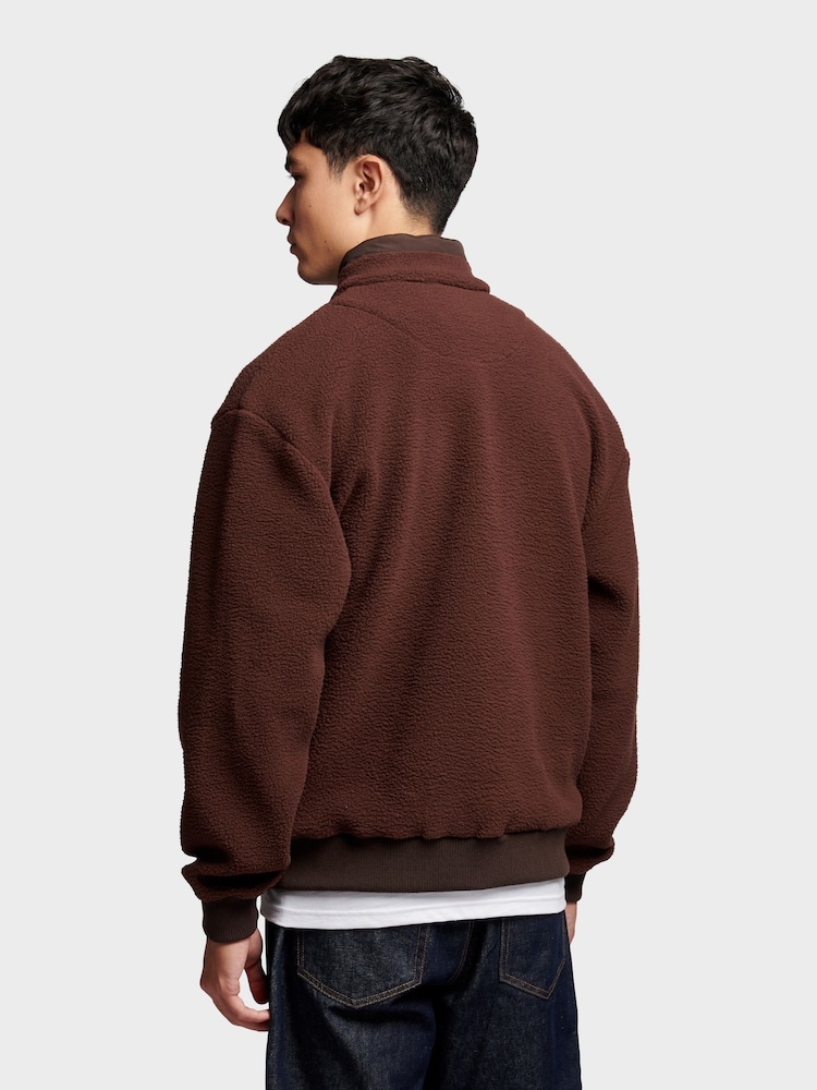 Penfield Brown Mens Quarter Zip funnel Neck Fleece Sweatshirt - Image 2 of 8