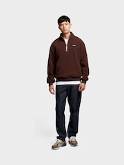 Penfield Brown Mens Quarter Zip funnel Neck Fleece Sweatshirt - Image 3 of 8