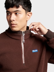 Penfield Brown Mens Quarter Zip funnel Neck Fleece Sweatshirt - Image 4 of 8