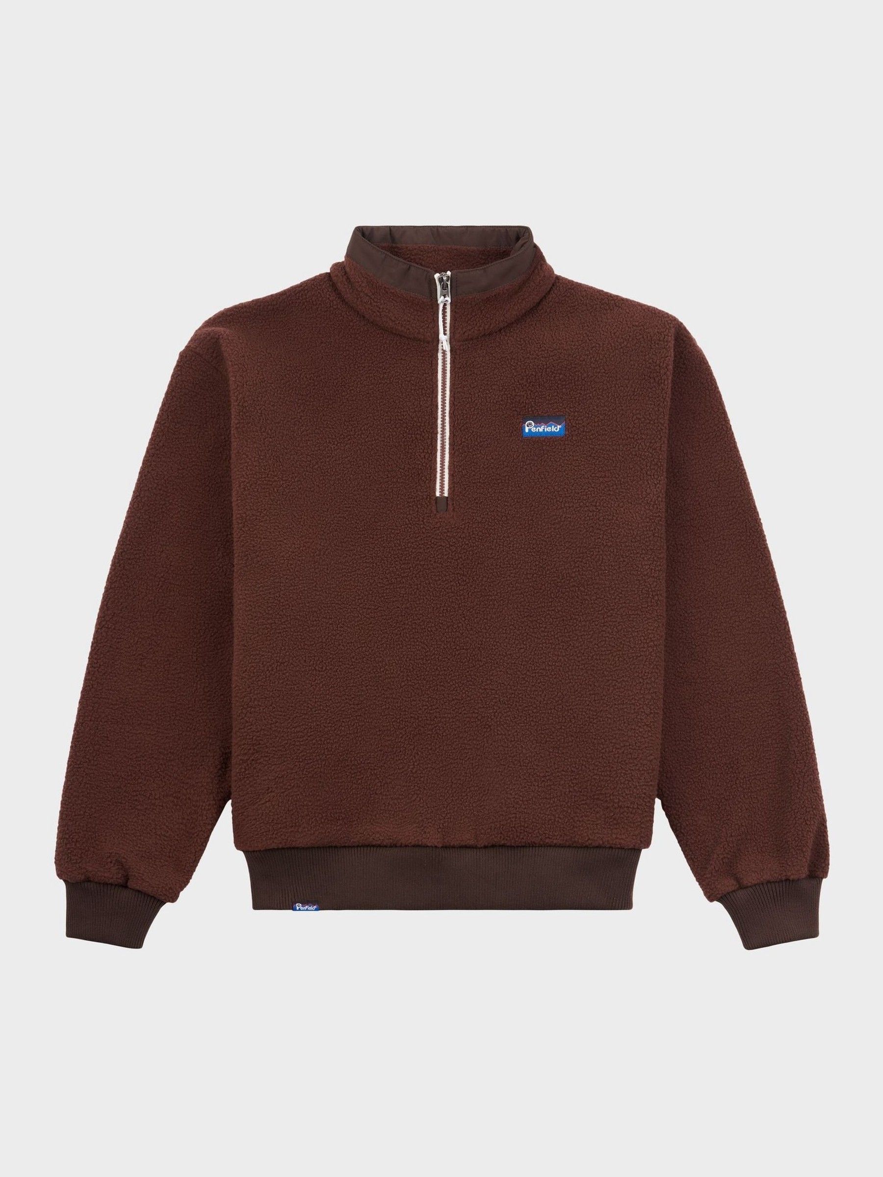 Buy Penfield Brown Mens Quarter Zip funnel Neck Fleece Sweatshirt