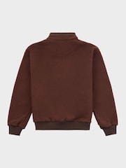 Penfield Brown Mens Quarter Zip funnel Neck Fleece Sweatshirt - Image 6 of 8