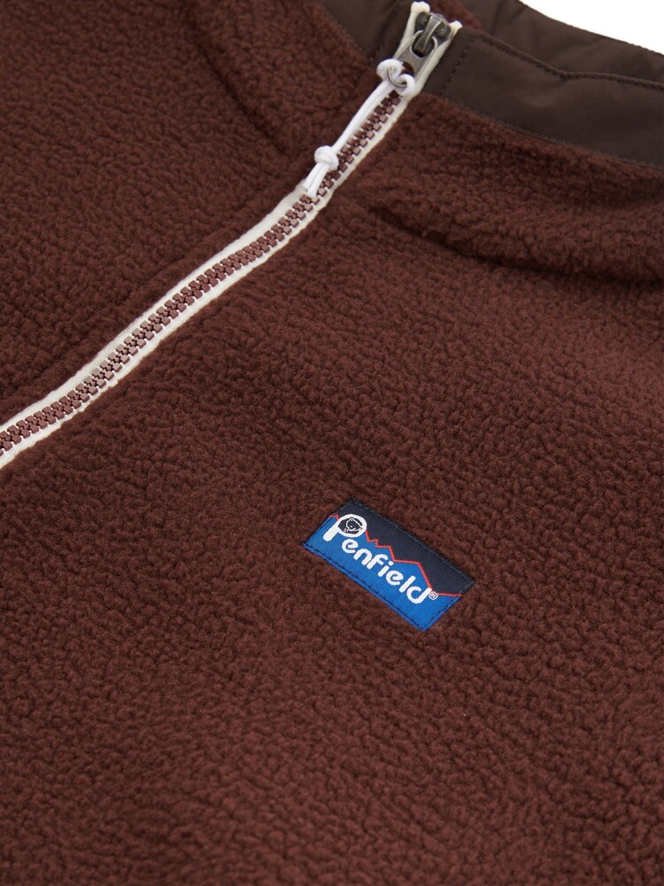 Penfield Brown Mens Quarter Zip funnel Neck Fleece Sweatshirt - Image 8 of 8