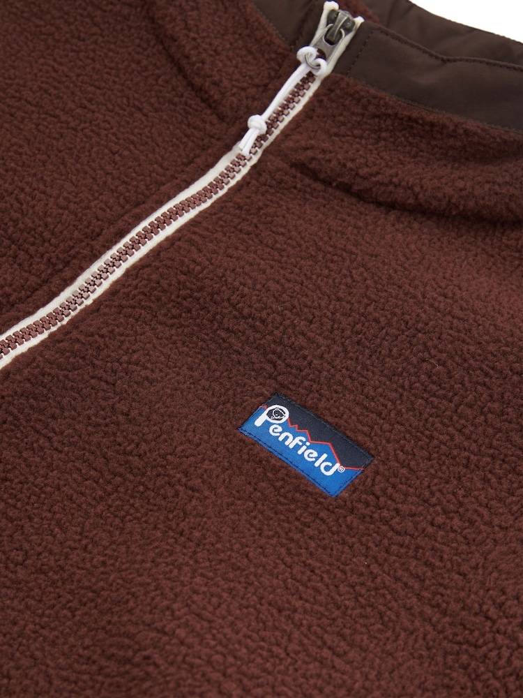 Penfield Brown Mens Quarter Zip funnel Neck Fleece Sweatshirt - Image 8 of 8 Penfield Brown Mens Quarter Zip funnel Neck Fleece Sweatshirt - Image 8 of 8
