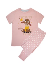 Brands In Pink Girls Baby Disney Wish Come True Valentino Hearts 100% Cotton Pyjamas - Image 2 of 3