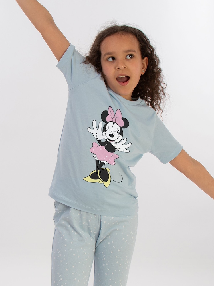 Brands In Blue Baby Disney Minnie Mouse Pose Stars100% Cotton Pyjamas - Image 1 of 3