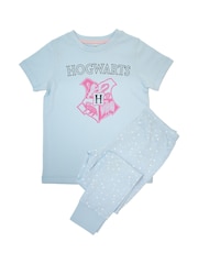 Brands In Blue Baby Girls 100% Cotton Harry Potter Crest Blue Stars Pyjamas - Image 2 of 3