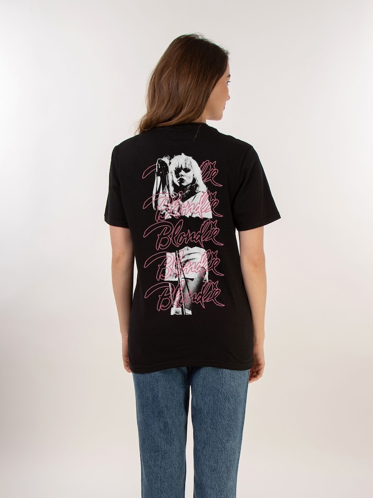 Brands In Black Blondie Singing Repeat Logos Women Boyfriend Fit Music T-Shirt - Image 1 of 4