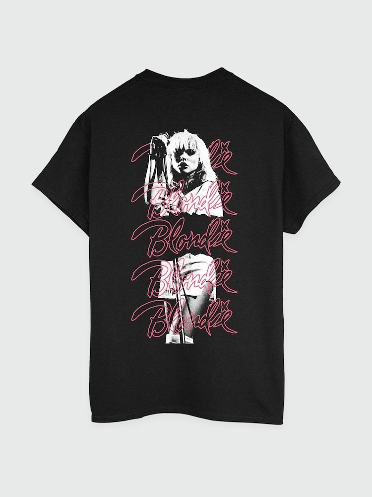 Brands In Black Blondie Singing Repeat Logos Women Boyfriend Fit Music T-Shirt - Image 4 of 4