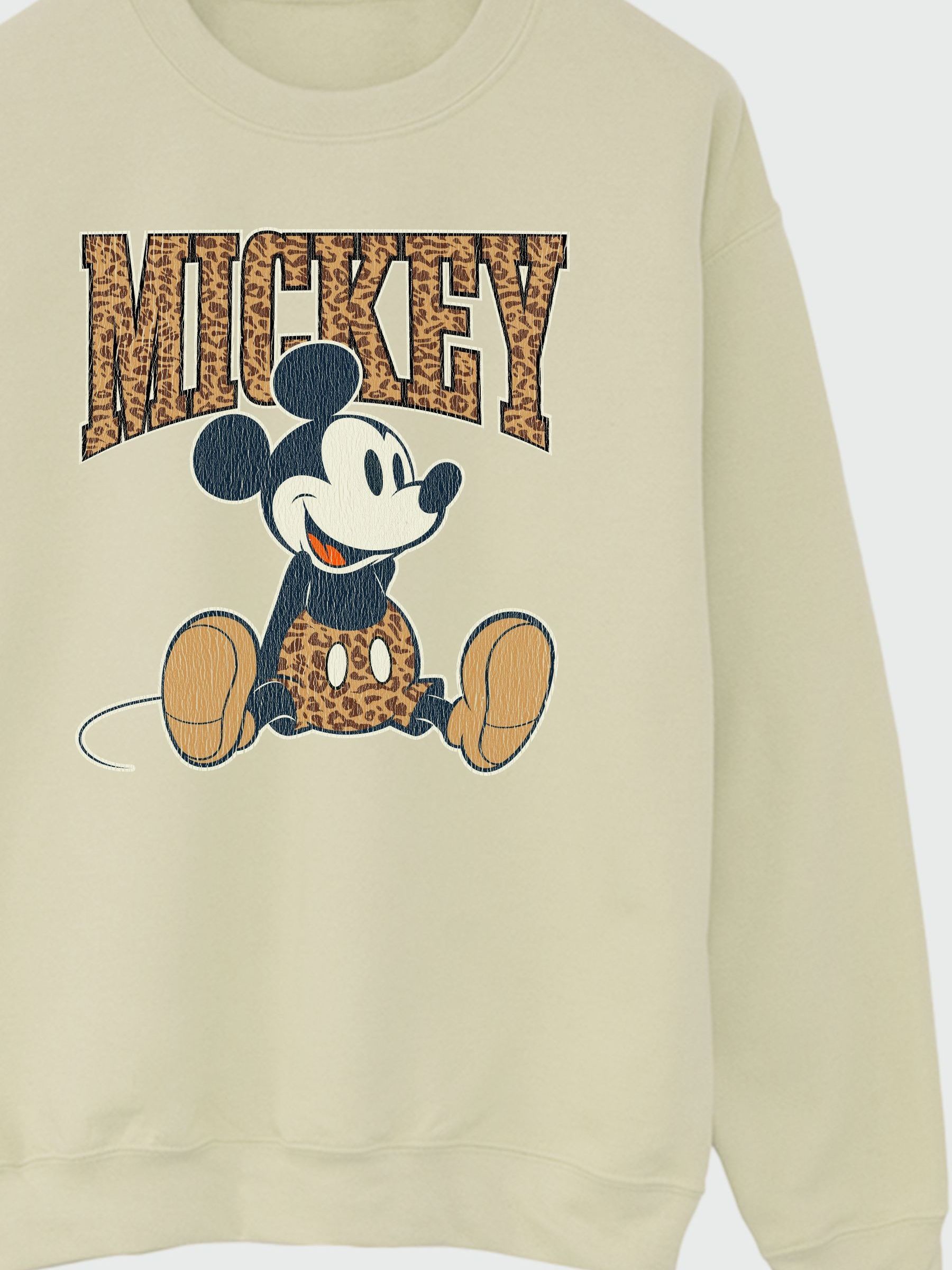 Buy Brands In Natural Women Leopard Print Disney Mickey Mouse Sweatshirt from the Next UK online shop