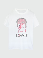 Brands In White David Bowie Aladdin Sane Leopard Women Boyfriend Fit Music T-Shirt - Image 2 of 3