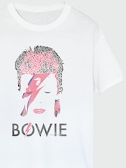 Brands In White David Bowie Aladdin Sane Leopard Women Boyfriend Fit Music T-Shirt - Image 3 of 3
