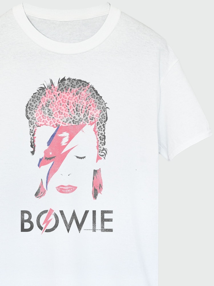 Brands In White David Bowie Aladdin Sane Leopard Women Boyfriend Fit Music T-Shirt - Image 3 of 3 Brands In White David Bowie Aladdin Sane Leopard Women Boyfriend Fit Music T-Shirt - Image 3 of 3