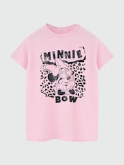 Brands In Pink Women Boyfriend Fit Leopard Print 100% Cotton Disney Minnie Mouse T-Shirt - Image 2 of 3