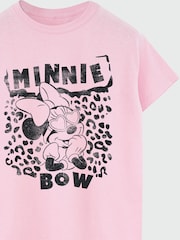 Brands In Pink Women Boyfriend Fit Leopard Print 100% Cotton Disney Minnie Mouse T-Shirt - Image 3 of 3