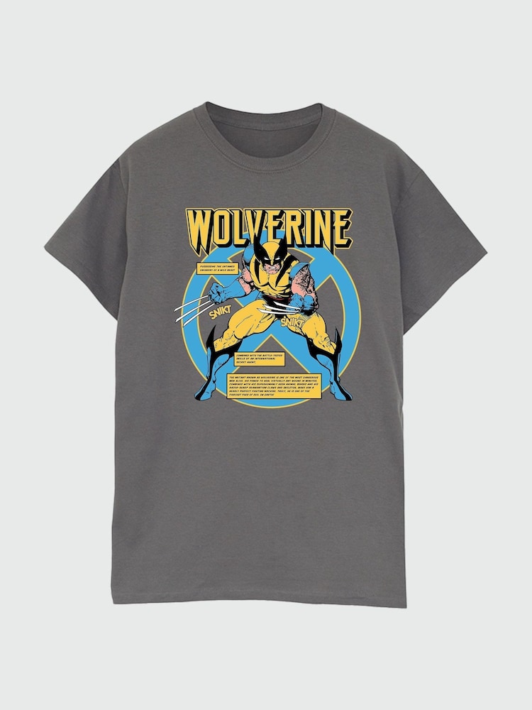 Brands In Grey Men 100% Cotton Marvel Universe X-Men Wolverine Text T-Shirt - Image 1 of 2 Brands In Grey Men 100% Cotton Marvel Universe X-Men Wolverine Text T-Shirt - Image 1 of 2