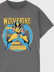 Brands In Grey Men 100% Cotton Marvel Universe X-Men Wolverine Text T-Shirt - Image 2 of 2