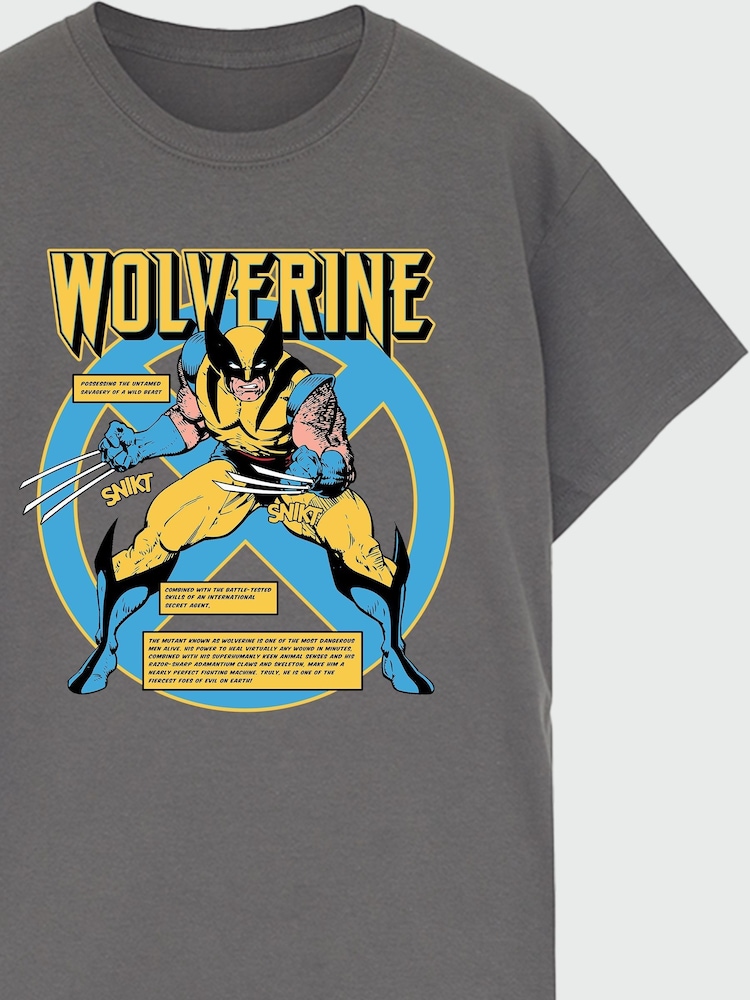 Brands In Grey Men 100% Cotton Marvel Universe X-Men Wolverine Text T-Shirt - Image 2 of 2 Brands In Grey Men 100% Cotton Marvel Universe X-Men Wolverine Text T-Shirt - Image 2 of 2