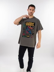 Brands In Grey Men Captain America Marvel Comics 100% Cotton Album T-Shirt - Image 1 of 3