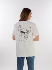 Brands In White 100% Cotton Boyfriend Fit Disney Lilo & Stitch Wink Womens T-Shirt - Image 1 of 4