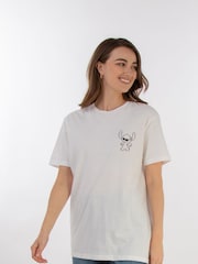 Brands In White 100% Cotton Boyfriend Fit Disney Lilo & Stitch Wink Womens T-Shirt - Image 2 of 4