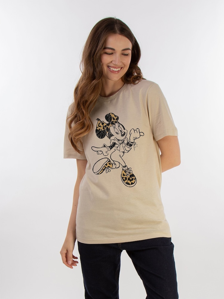 Brands In Natural Women Boyfriend Fit 100% Cotton Disney Minnie Mouse Jump T-Shirt - Image 1 of 3