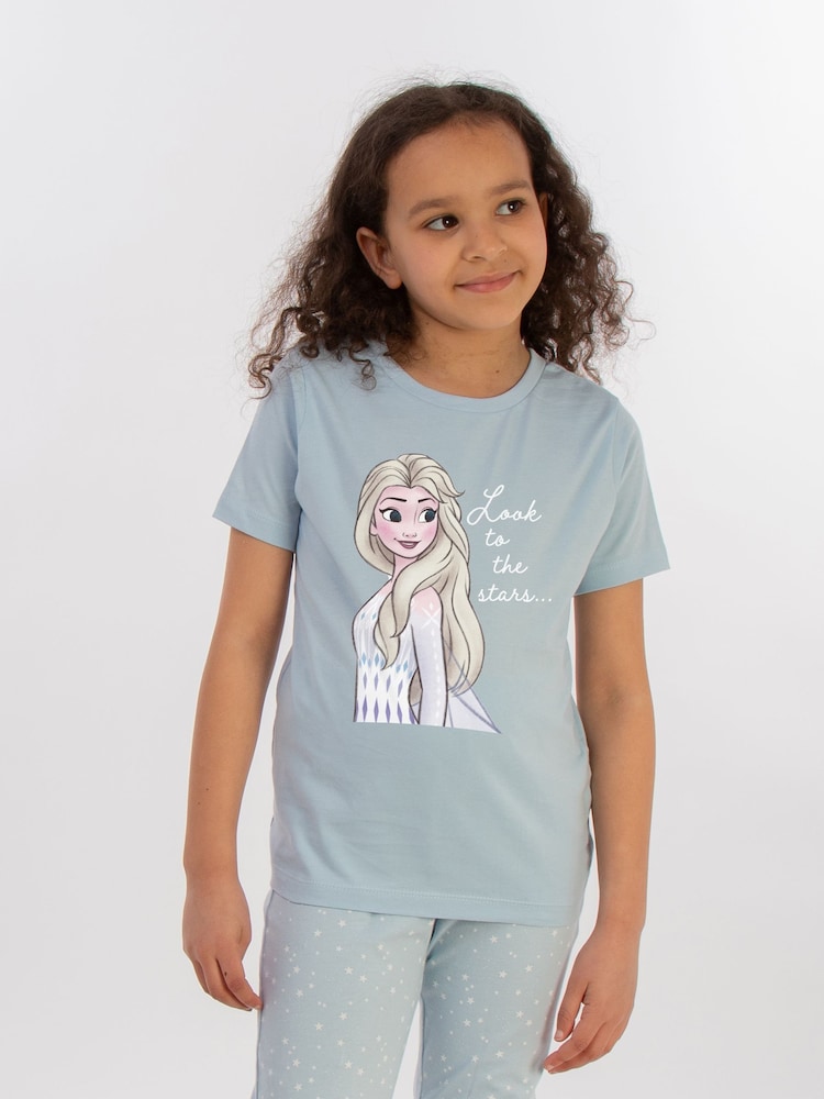 Brands In Blue Girls Disney Frozen Look To The Stars Stars 100% Cotton Pyjamas - Image 1 of 3 Brands In Blue Girls Disney Frozen Look To The Stars Stars 100% Cotton Pyjamas - Image 1 of 3