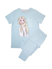 Brands In Blue Girls Disney Frozen Look To The Stars Stars 100% Cotton Pyjamas - Image 2 of 3