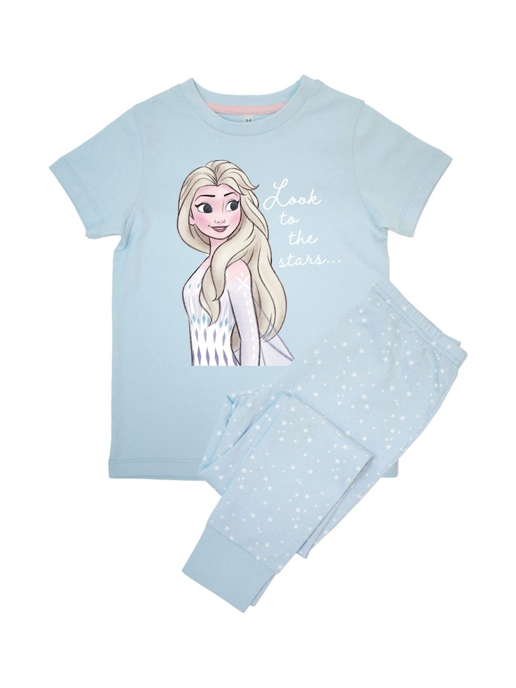 Brands In Blue Girls Disney Frozen Look To The Stars Stars 100% Cotton Pyjamas - Image 2 of 3 Brands In Blue Girls Disney Frozen Look To The Stars Stars 100% Cotton Pyjamas - Image 2 of 3