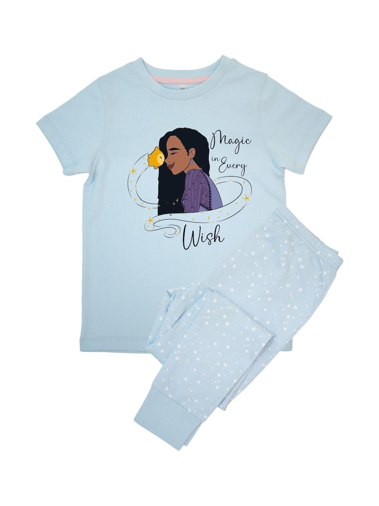 Brands In Blue Baby Girls Disney Wish Magic Asha Stars 100% Cotton Pyjamas - Image 2 of 3