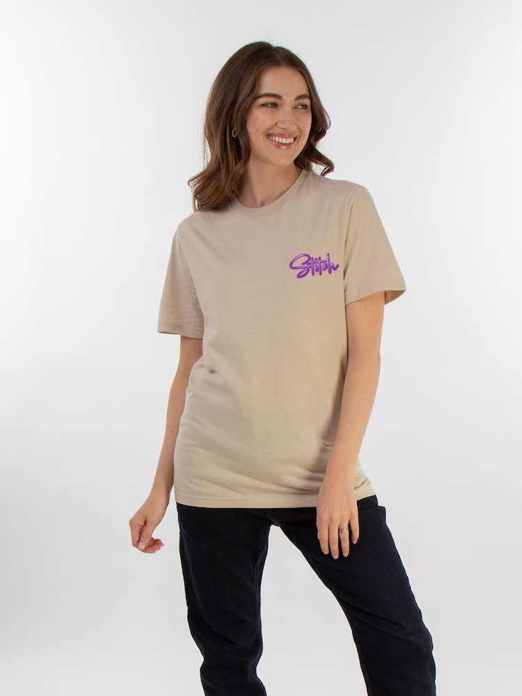 Brands In Natural Women Boyfriend Fit Disney Lilo & Stitch Cutie Graffiti 100% Cotton T-Shirt - Image 1 of 4