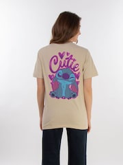 Brands In Natural Women Boyfriend Fit Disney Lilo & Stitch Cutie Graffiti 100% Cotton T-Shirt - Image 2 of 4