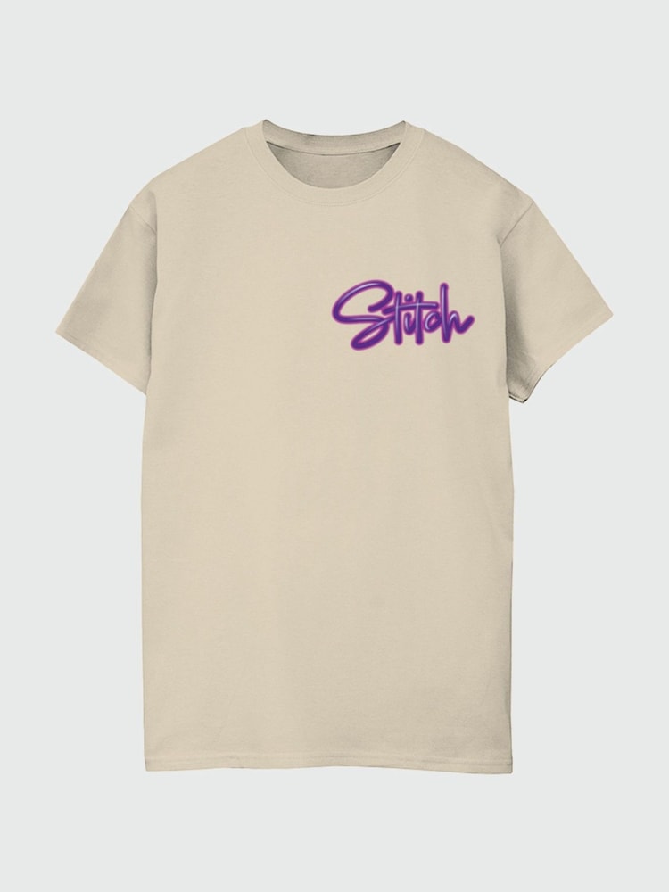 Brands In Natural Women Boyfriend Fit Disney Lilo & Stitch Cutie Graffiti 100% Cotton T-Shirt - Image 3 of 4