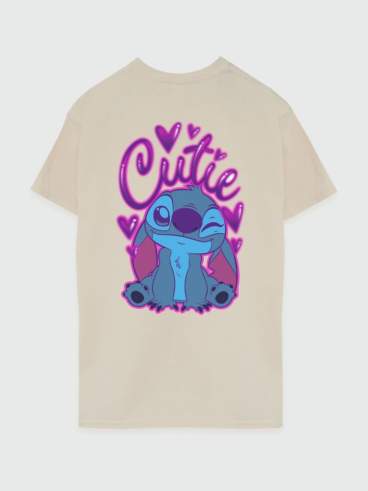 Brands In Natural Women Boyfriend Fit Disney Lilo & Stitch Cutie Graffiti 100% Cotton T-Shirt - Image 4 of 4 Brands In Natural Women Boyfriend Fit Disney Lilo & Stitch Cutie Graffiti 100% Cotton T-Shirt - Image 4 of 4