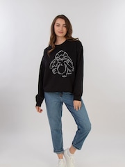 Brands In Black Women Disney Lilo And Stitch Outline Sweatshirt - Image 1 of 3