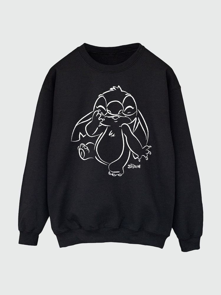 Brands In Black Women Disney Lilo And Stitch Outline Sweatshirt - Image 2 of 3
