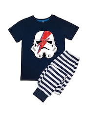 Brands In Blue Boys Star Wars Stormtrooper Flash Helmet Stripes 100% Cotton Pyjamas - Image 2 of 3