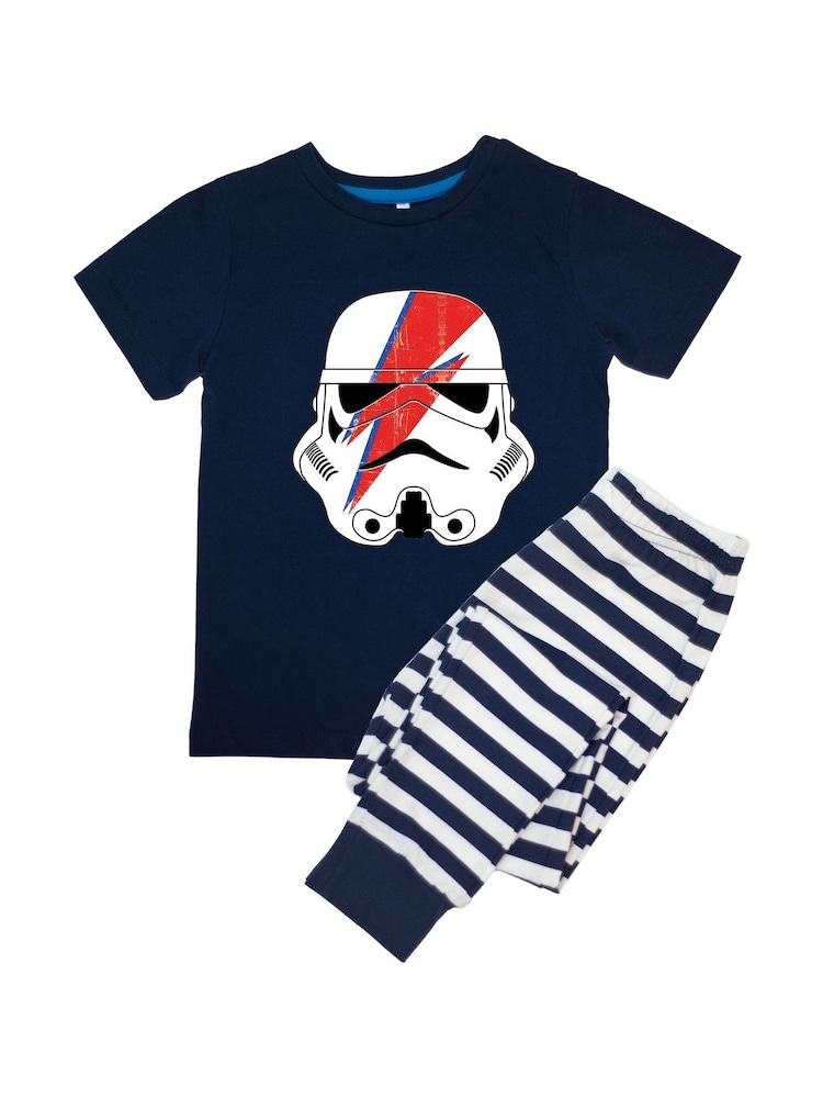 Brands In Blue Boys Star Wars Stormtrooper Flash Helmet Stripes 100% Cotton Pyjamas - Image 2 of 3